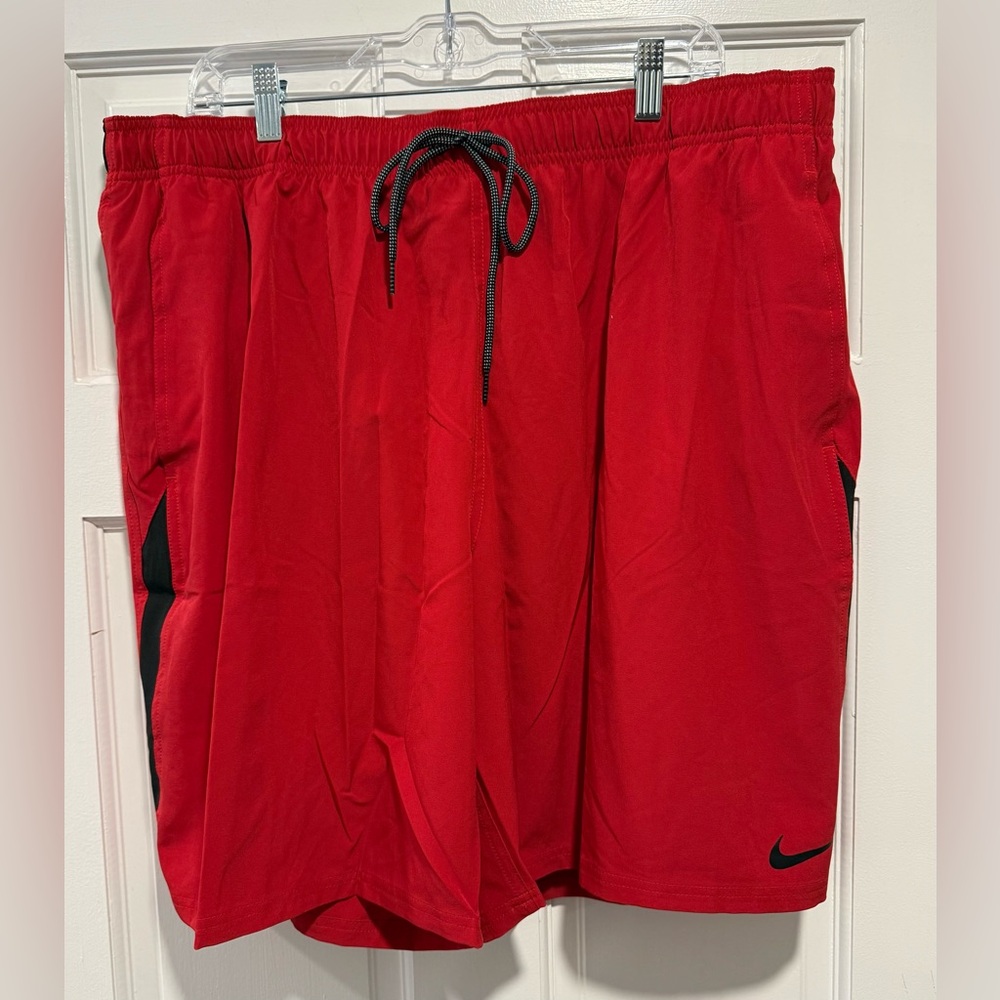 Mens Nike 3XL Red Bathing Suit with Black Trim NWT